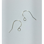 Sterling Silver French Hook Ear Wire, 13.5x19x0.8mm, per pair