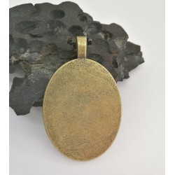 CLEARENCE: 40x30mm Oval heavy pendant setting bezel frame, NF antiqued bronze, Matte finish