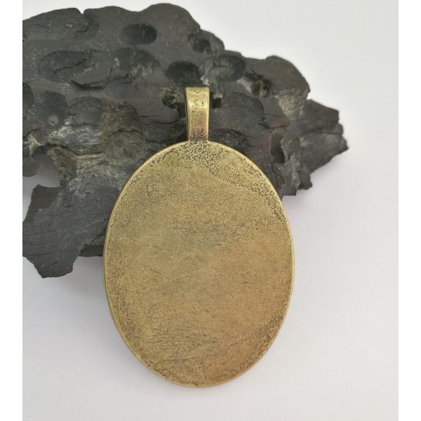 CLEARENCE: 40x30mm Oval heavy pendant setting bezel frame, NF antiqued bronze, Matte finish