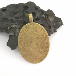 CLEARENCE: 40x30mm Oval heavy pendant setting bezel frame, NF antiqued bronze, Matte finish