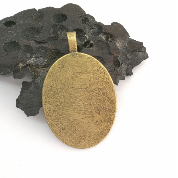 CLEARENCE: 40x30mm Oval heavy pendant setting bezel frame, NF antiqued bronze, Matte finish