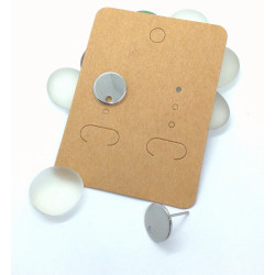 Post, 12mm Flat Round Pad with hole, Stainless Steel, per pair