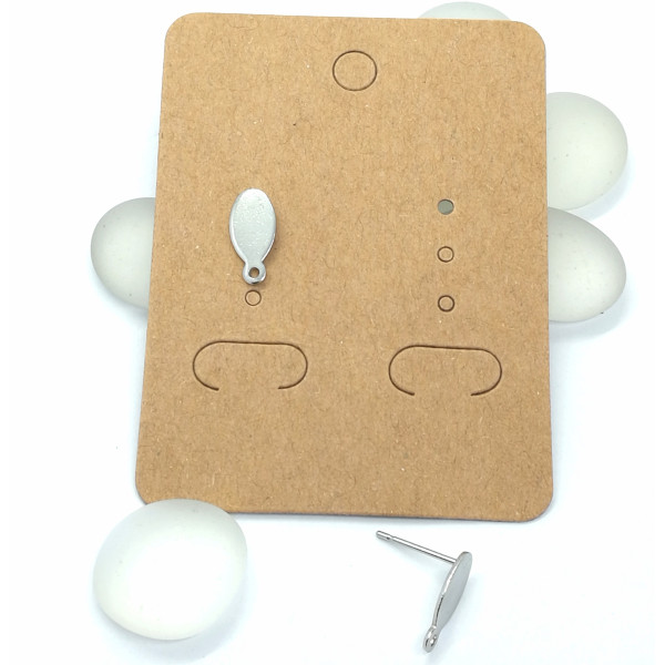 Post, Flat 12x6 mm Oval Pad with hole, Stainless Steel, per pair