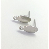 Post, Flat 12x6 mm Oval Pad with hole, Stainless Steel, per pair