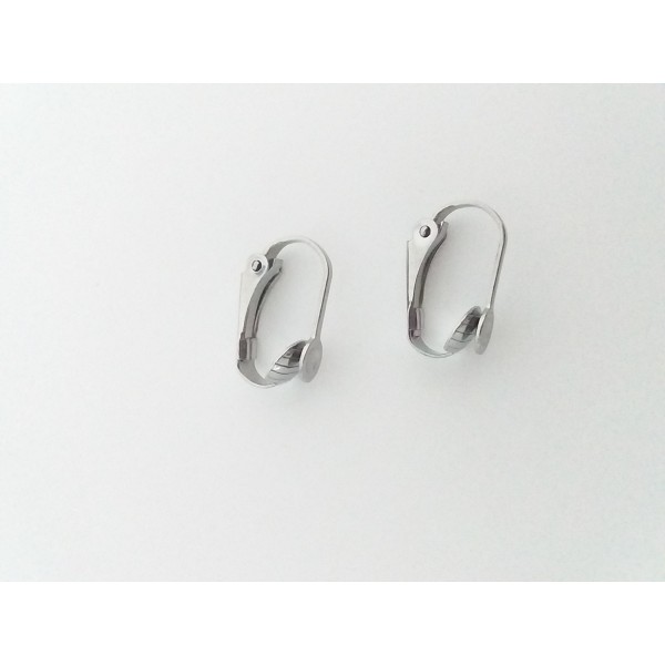Stainless Steel Clip-on earring setting with 2mm tray, pair