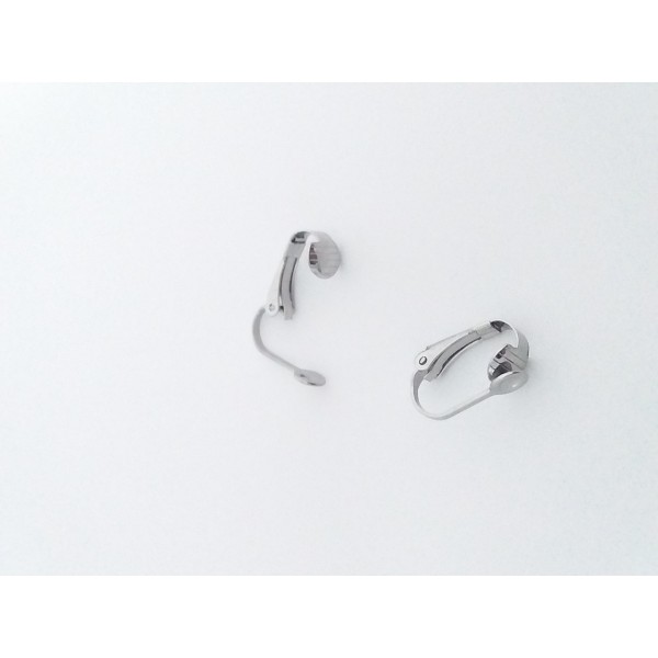 Stainless Steel Clip-on earring setting with 2mm tray, pair