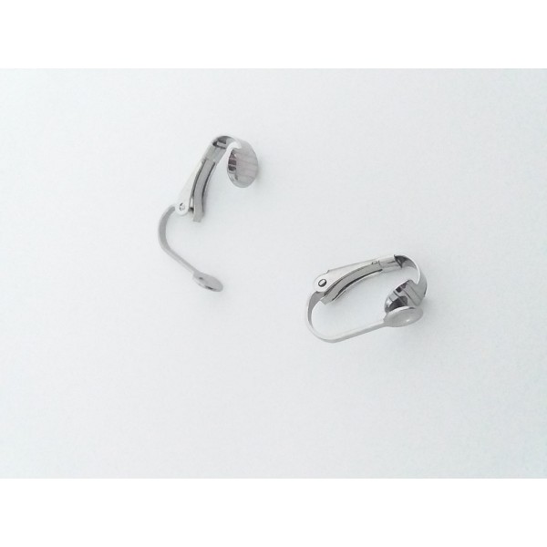 Stainless Steel Clip-on earring setting with 2mm tray, pair