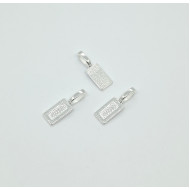 Bail with large loop, Rectangle Silver plate, 21mm x 7mm