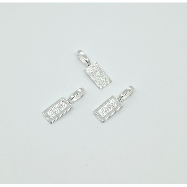 Bail with large loop, Rectangle Silver plate, 21mm x 7mm