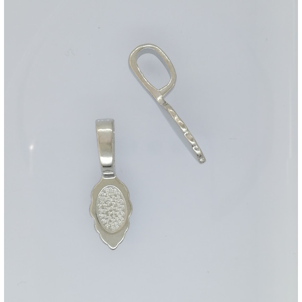 Leaf Bail with big loop, Platinum colour, 26mm long