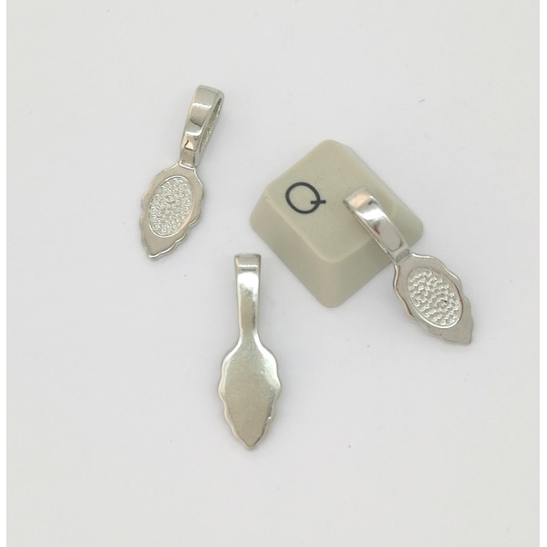 Leaf Bail with big loop, Platinum colour, 26mm long