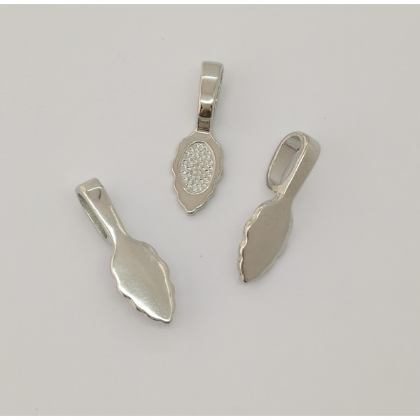 Leaf Bail with big loop, Platinum colour, 26mm long