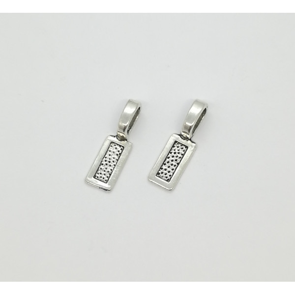 SPECIAL: Bail with large loop, Rectangle Antique Silver, 26mm x 8mm