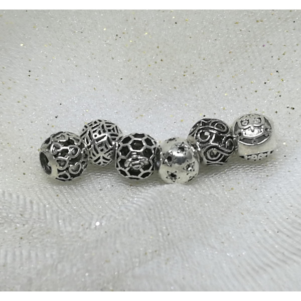 Alloy European Bead, Mixed designs, Antique Silver, Large Hole, set of 5