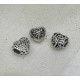 Heart shaped Alloy European Bead, Antique Silver, Large Hole, Set of 3