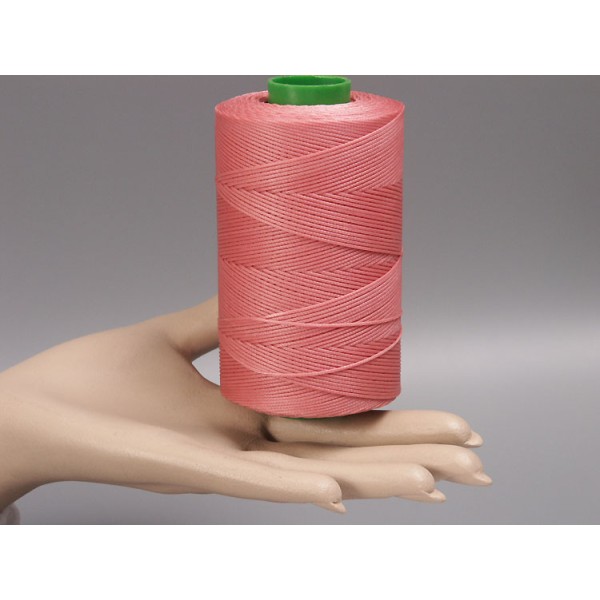 Waxed Polyester Cord, woven, Baby Pink, per roll