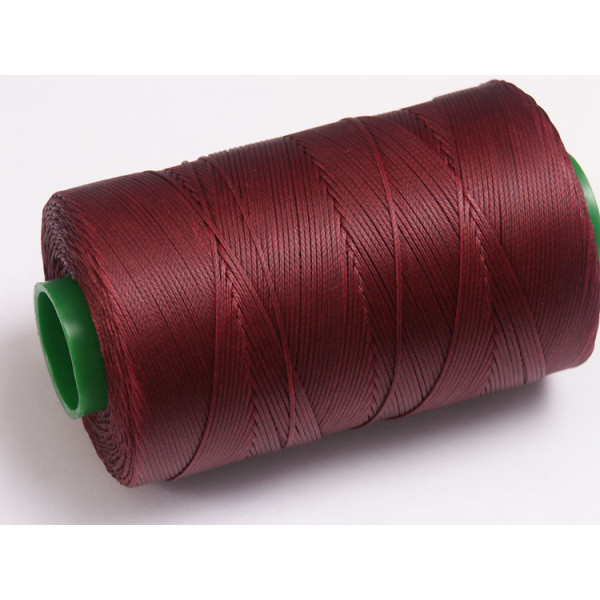 Waxed Polyester Cord, woven, Burgundy, per roll