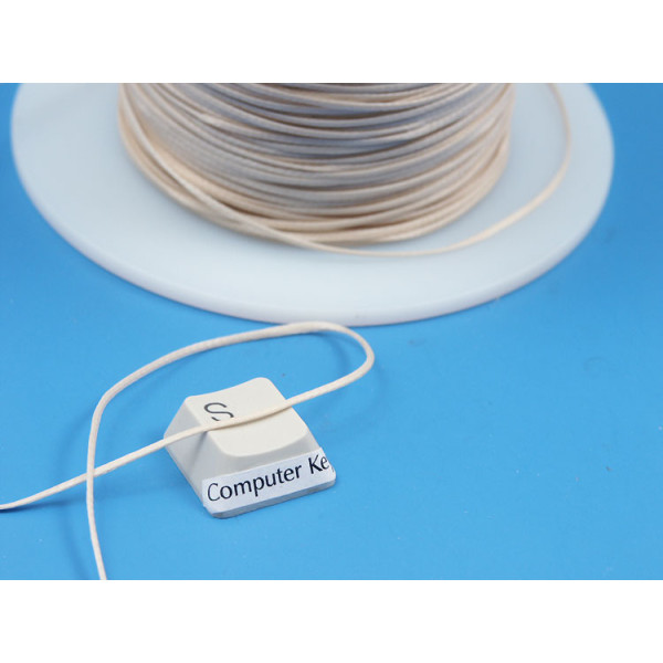 Waxed Polyester Cord, woven, White/Cream, by 5 metre