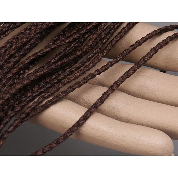 Waxed Plaited 3 strand Cord, Medium-Thick, Dark Brown, by the metre