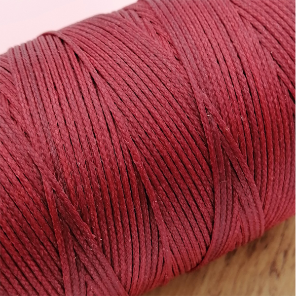 Waxed Polyester Cord, woven, Kokowai Red, per roll
