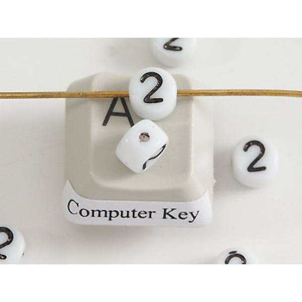 Porcelain Letter Bead - Number 2