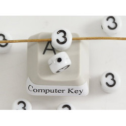 Porcelain Letter Bead - Number 3