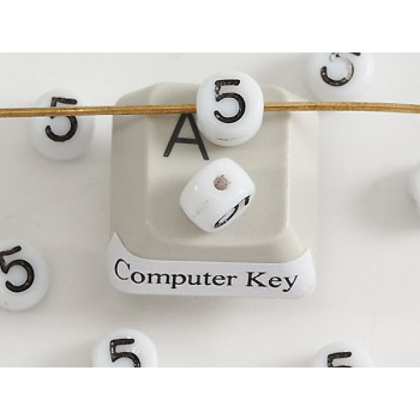 Porcelain Letter Bead - Number 5