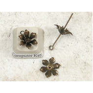 Vintage Brass Stamping Flower Bead 13mm