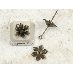 Vintage Brass Stamping Flower Bead 13mm