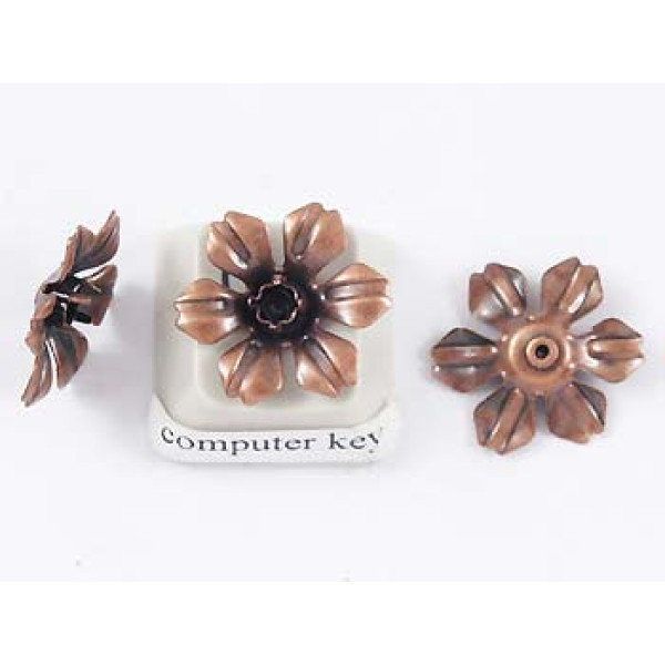Vintage Copper Stamping Flower Bead 16mm