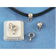 Pony bead hanger bail, 3mm hole, nickel colour