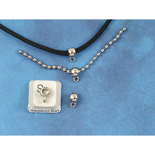 Pony bead hanger bail, 3mm hole, nickel colour