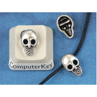 END OF LINE SALE: Skull Bead, antiqued silver, hollow back, bag of 50