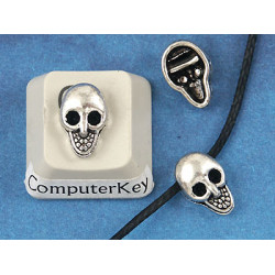 END OF LINE SALE: Skull Bead, antiqued silver, hollow back, bag of 50