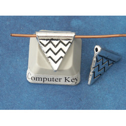 Charm Bead, triangle pennant, antiqued silver, bag of 20