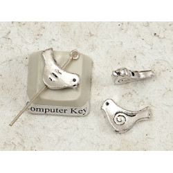 SECONDS Bird Spacer Bead, 15x12mm, Antique Silver