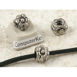 Large hole Flower Bead, antiqued silver, per 5 beads 