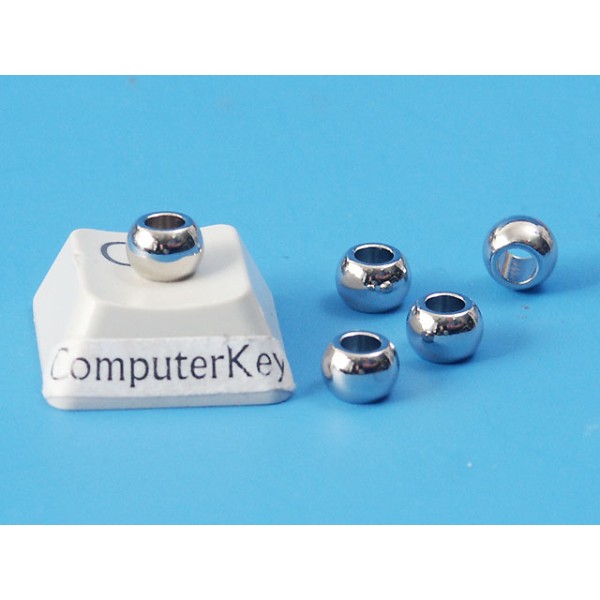 Large hole Metal Bead, heavy, 2.97mm hole, nickel plated, bag of 50