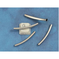 Curved Tube Metal Spacer Bead, 38mm x 3.3mm, platinum colour, bag of 20