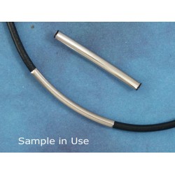 Curved Tube Metal Spacer Bead, 38mm x 3.3mm, platinum colour, bag of 20