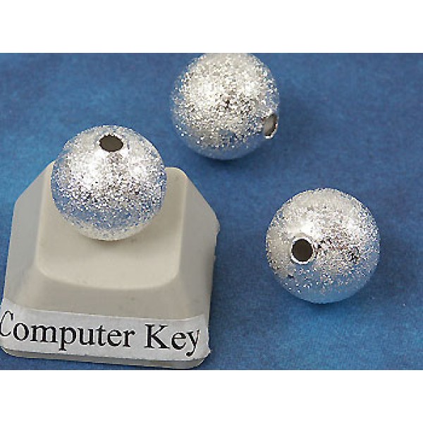 Stardust bead, round, 10mm, silver plate, per 50 pcs