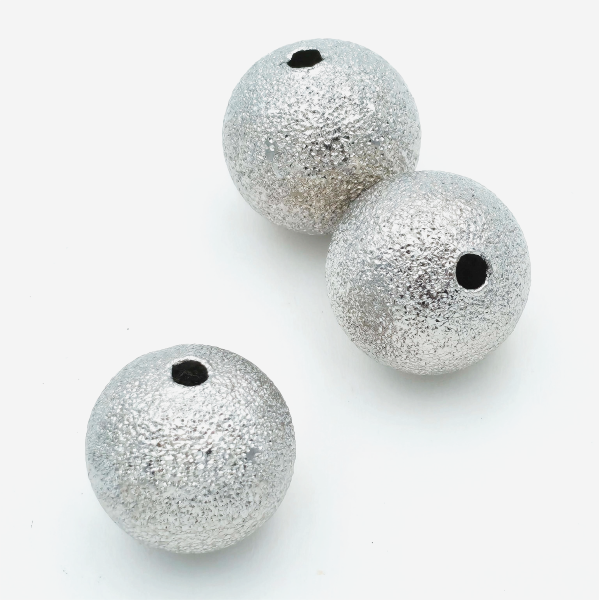 Stardust bead, round, 12mm, platinum colour