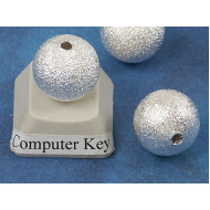 Stardust bead, round, 12mm, silver plate