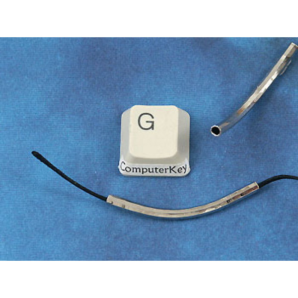 Curved Tube Metal Spacer Bead, 39mm x 1.5mm, hammered, platinum colour