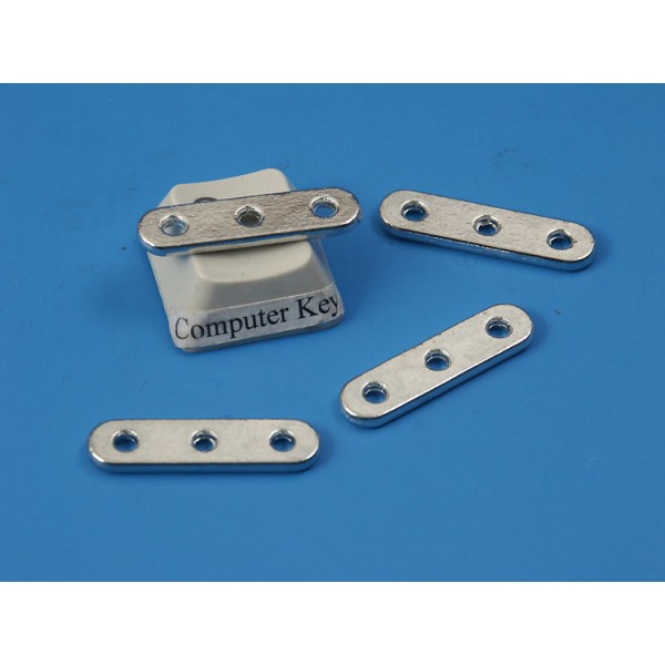 Spacer Bar with 3-holes multi strand, platinum colour, 24x6mm, bag of 5