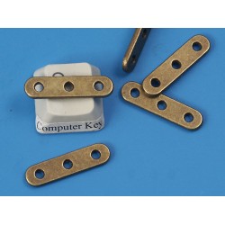 Spacer Bar with 3-holes multi strand, antiqued bronze, 24x6mm, bag of 5