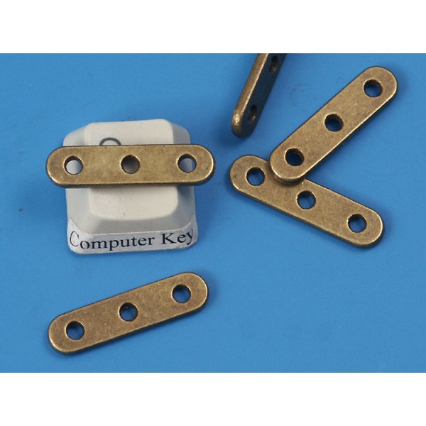 Spacer Bar with 3-holes multi strand, antiqued bronze, 24x6mm, bag of 5
