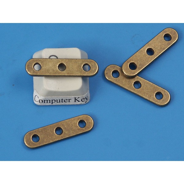 Spacer Bar with 3-holes multi strand, antiqued bronze, 24x6mm, bag of 5