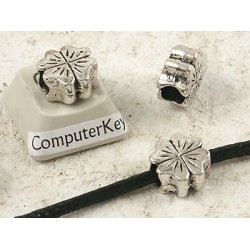 Large hole Flower Bead, tibetan style, NF antiqued silver, each