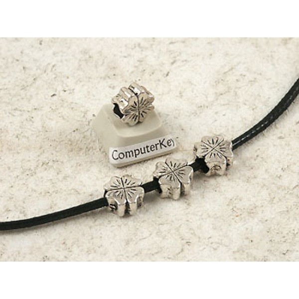 Large hole Flower Bead, tibetan style, NF antiqued silver, each
